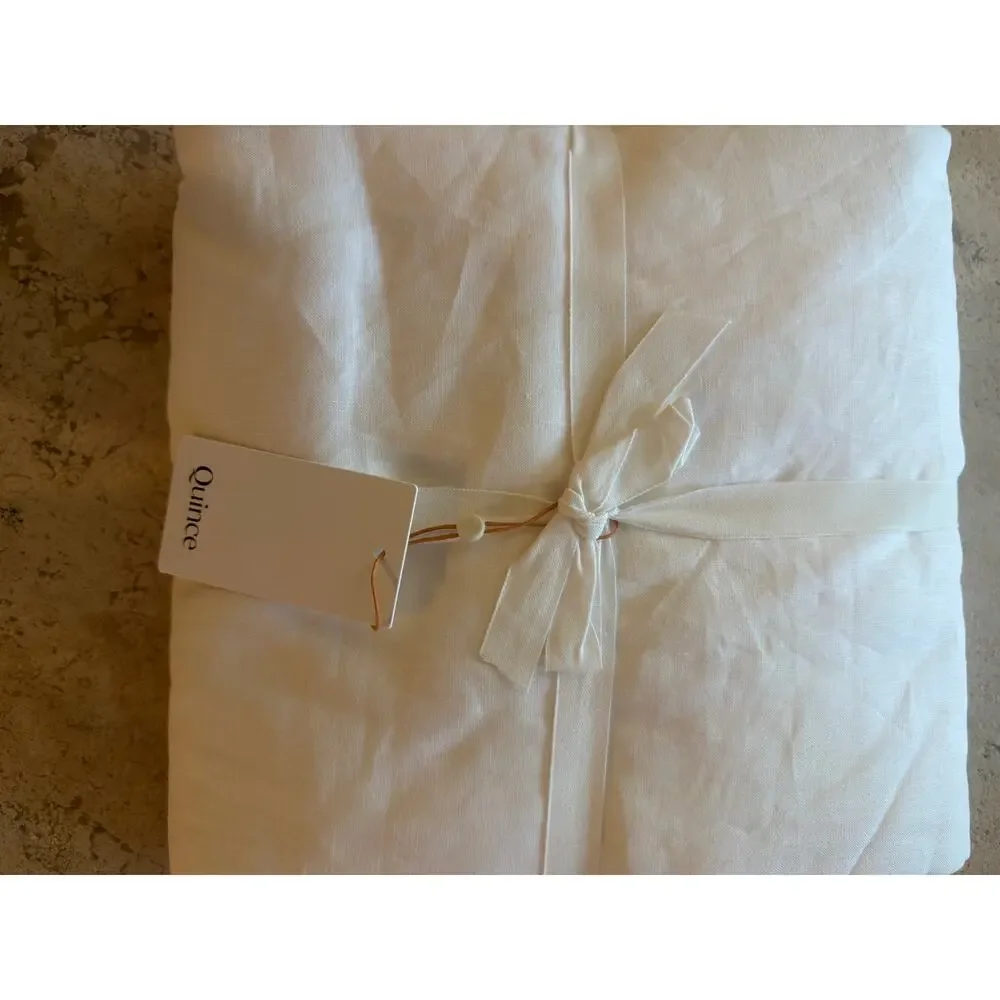Quince European Linen Curtain  White Single Panel 96 X 120 in NWT